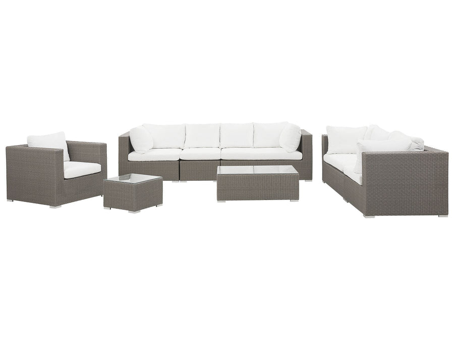 Maestro Pe Garden Lounge Set with Table 8 Seater Modular Rattan Taupe