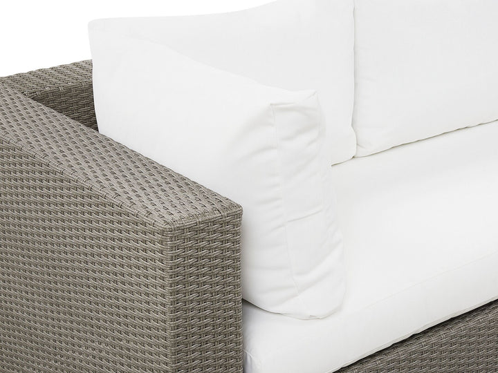 Maestro Pe Garden Lounge Set with Table 8 Seater Modular Rattan Taupe