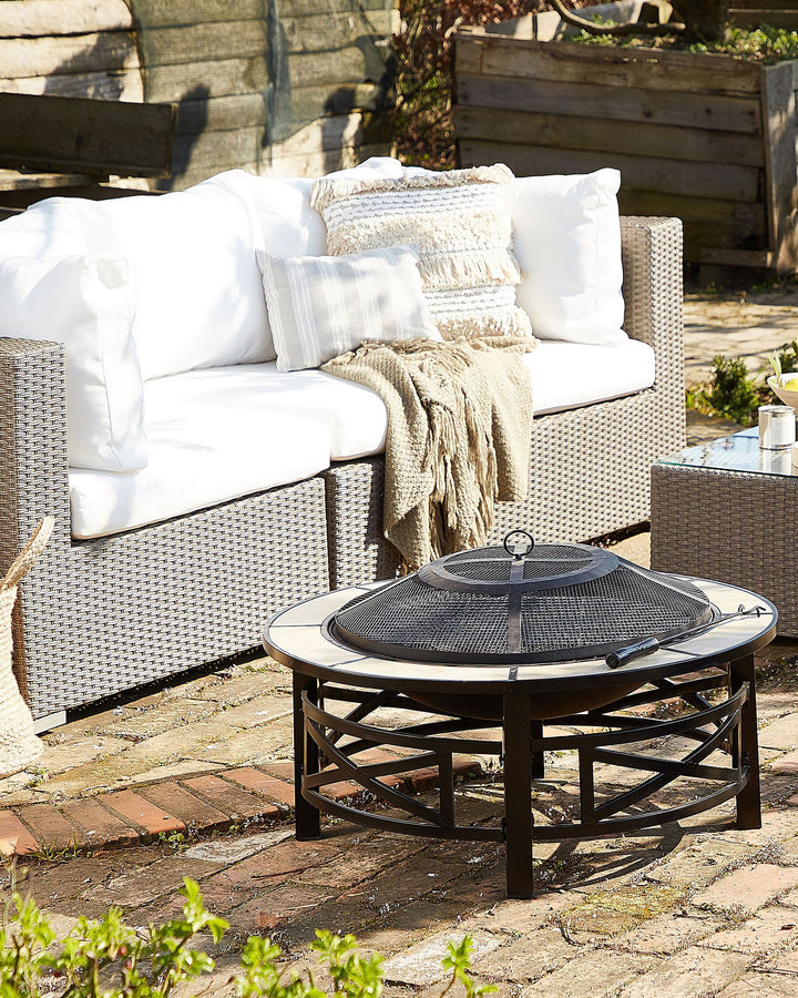 Maestro Pe Garden Lounge Set with Table 8 Seater Modular Rattan Taupe