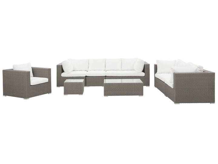 Maestro Pe Garden Lounge Set with Table 8 Seater Modular Rattan Taupe