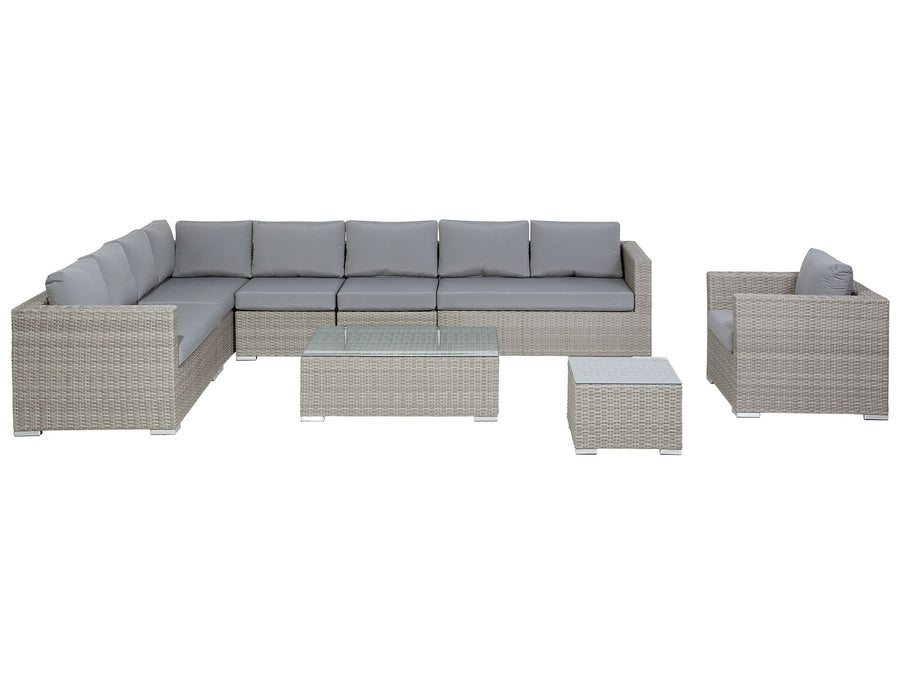 Xxl Garden Lounge Set with Table 8 Seater Right Hand Modular PE Rattan Grey