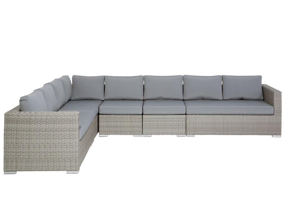 Xxl Garden Lounge Set with Table 8 Seater Right Hand Modular PE Rattan Grey