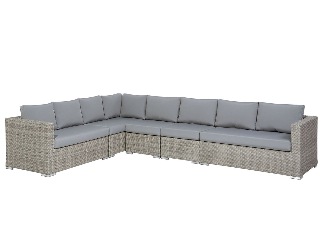 Xxl Garden Lounge Set with Table 8 Seater Right Hand Modular PE Rattan Grey