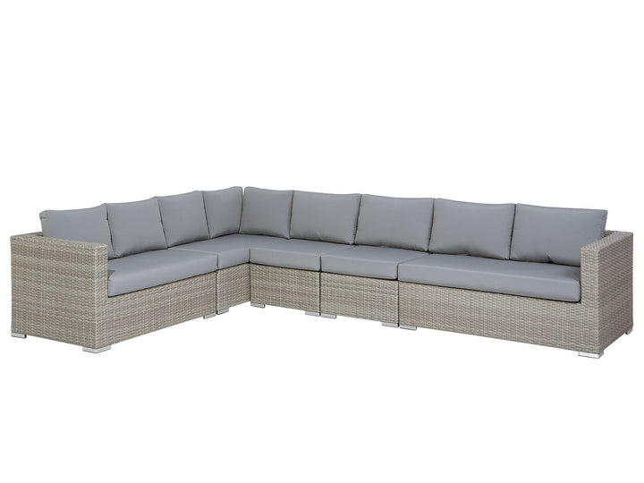 Xxl Garden Lounge Set with Table 8 Seater Right Hand Modular PE Rattan Grey