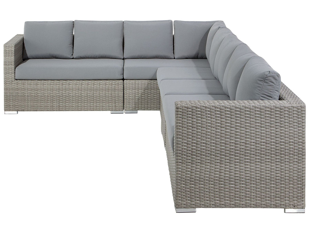 Xxl Garden Lounge Set with Table 8 Seater Right Hand Modular PE Rattan Grey