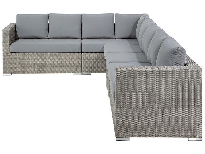 Xxl Garden Lounge Set with Table 8 Seater Right Hand Modular PE Rattan Grey