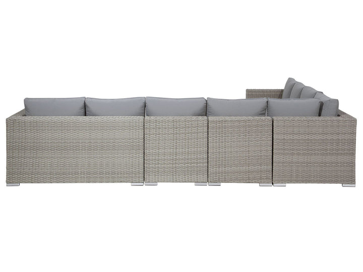 Xxl Garden Lounge Set with Table 8 Seater Right Hand Modular PE Rattan Grey