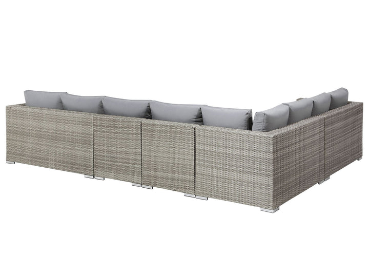 Xxl Garden Lounge Set with Table 8 Seater Right Hand Modular PE Rattan Grey