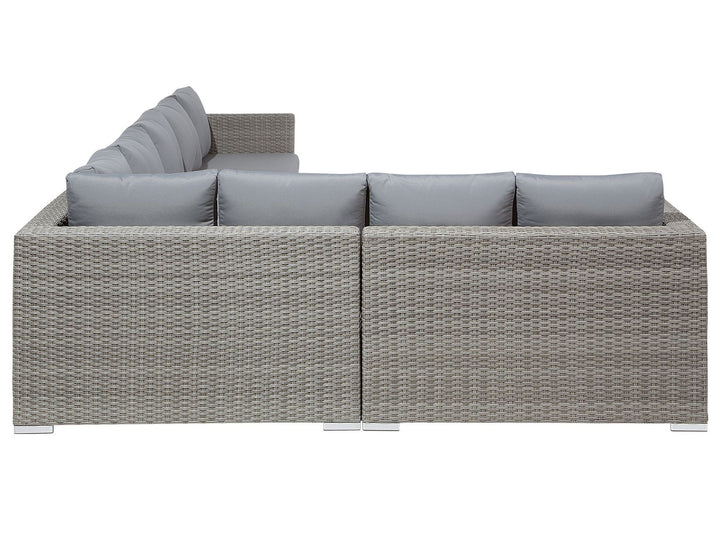 Xxl Garden Lounge Set with Table 8 Seater Right Hand Modular PE Rattan Grey
