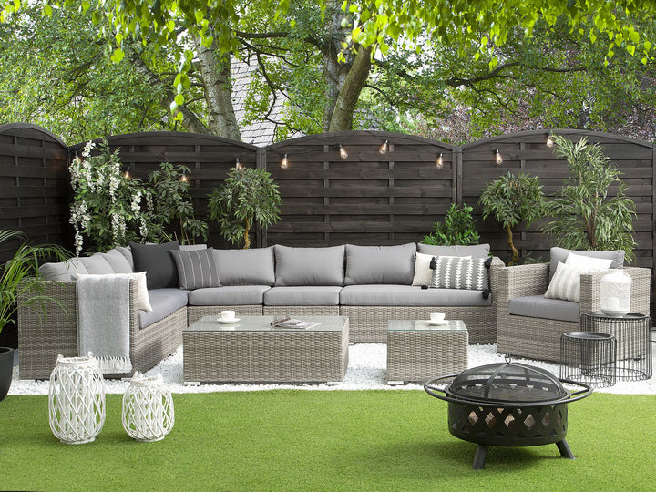 Xxl Garden Lounge Set with Table 8 Seater Right Hand Modular PE Rattan Grey
