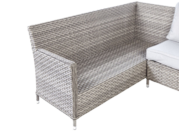 Lacona Pe Garden Lounge Set with Table and Ottoman 9 Seater Right Hand Rattan Light Grey