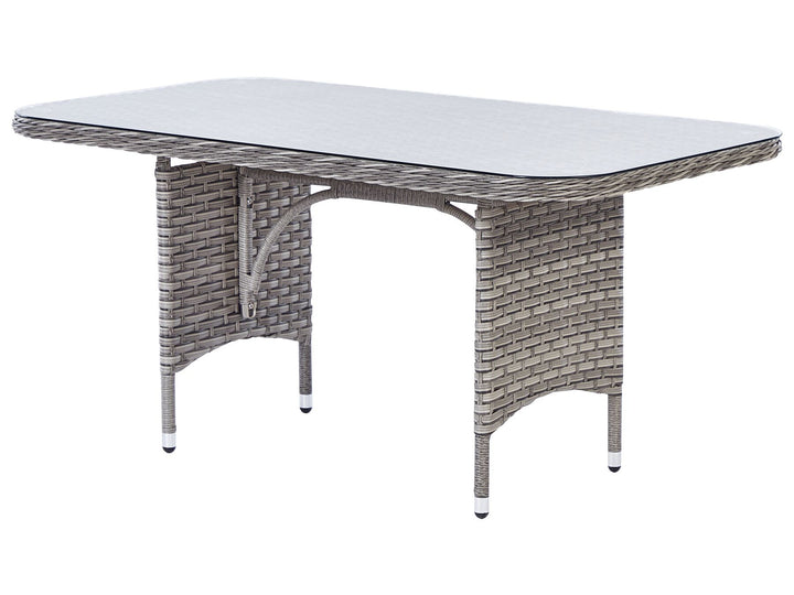 Lacona Pe Garden Lounge Set with Table and Ottoman 9 Seater Right Hand Rattan Light Grey