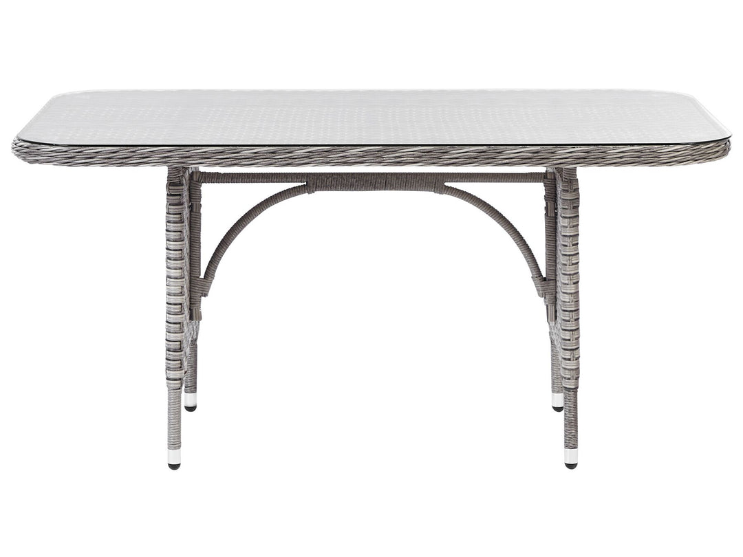 Lacona Pe Garden Lounge Set with Table and Ottoman 9 Seater Right Hand Rattan Light Grey