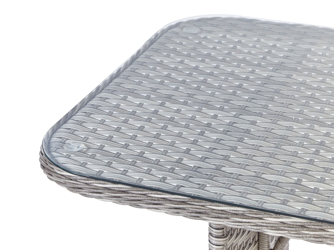 Lacona Pe Garden Lounge Set with Table and Ottoman 9 Seater Right Hand Rattan Light Grey