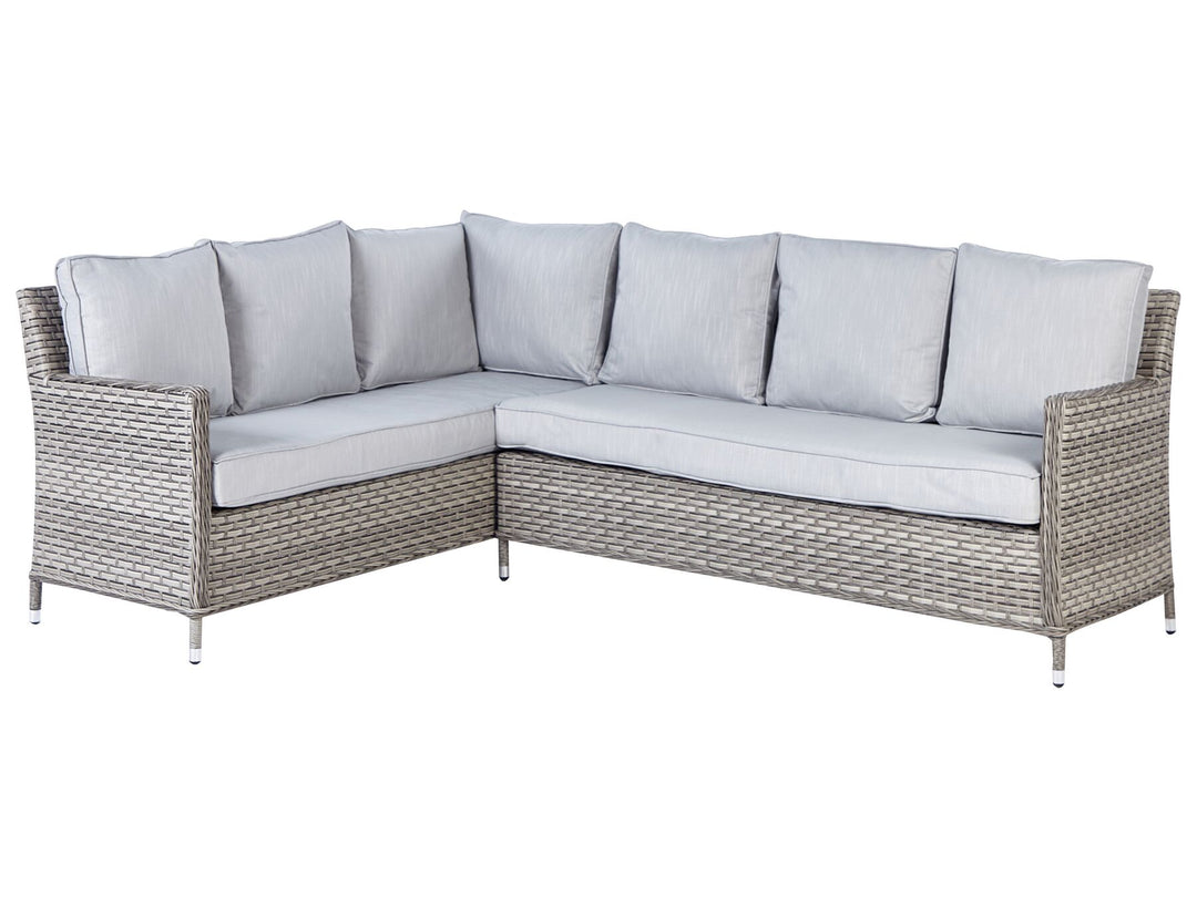 Lacona Pe Garden Lounge Set with Table and Ottoman 9 Seater Right Hand Rattan Light Grey