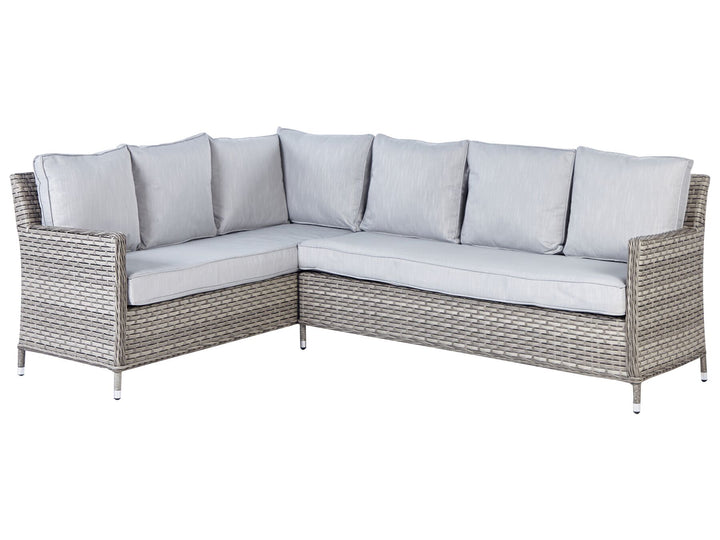 Lacona Pe Garden Lounge Set with Table and Ottoman 9 Seater Right Hand Rattan Light Grey