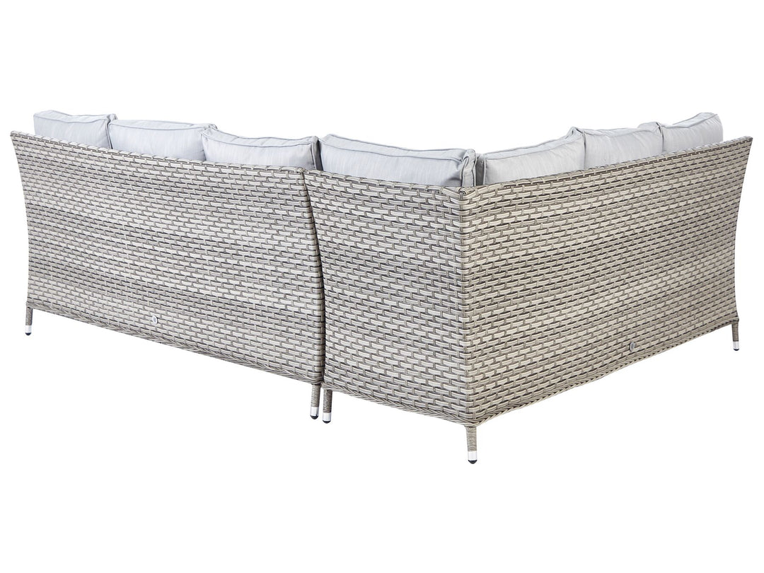 Lacona Pe Garden Lounge Set with Table and Ottoman 9 Seater Right Hand Rattan Light Grey