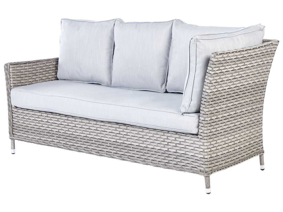 Lacona Pe Garden Lounge Set with Table and Ottoman 9 Seater Right Hand Rattan Light Grey