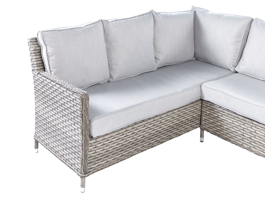 Lacona Pe Garden Lounge Set with Table and Ottoman 9 Seater Right Hand Rattan Light Grey