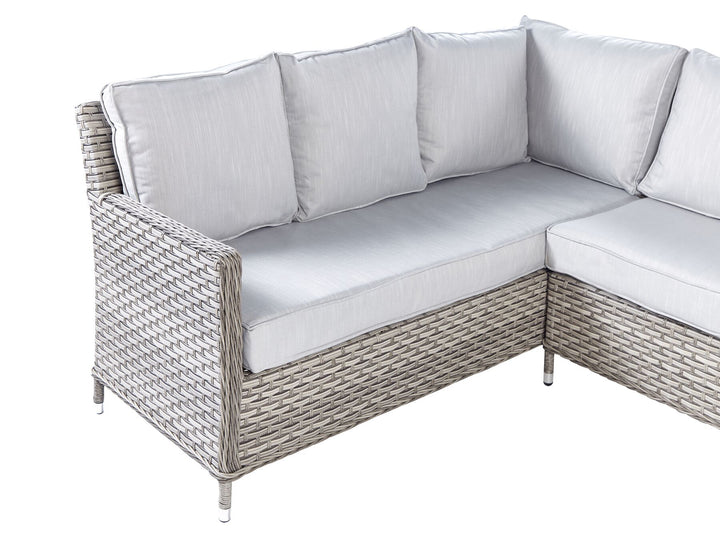 Lacona Pe Garden Lounge Set with Table and Ottoman 9 Seater Right Hand Rattan Light Grey