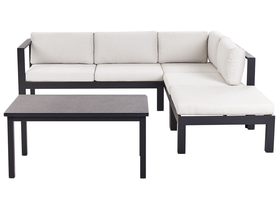 Messina Garden Corner Sofa with Table 5 Seater Left Hand Metal Off-White