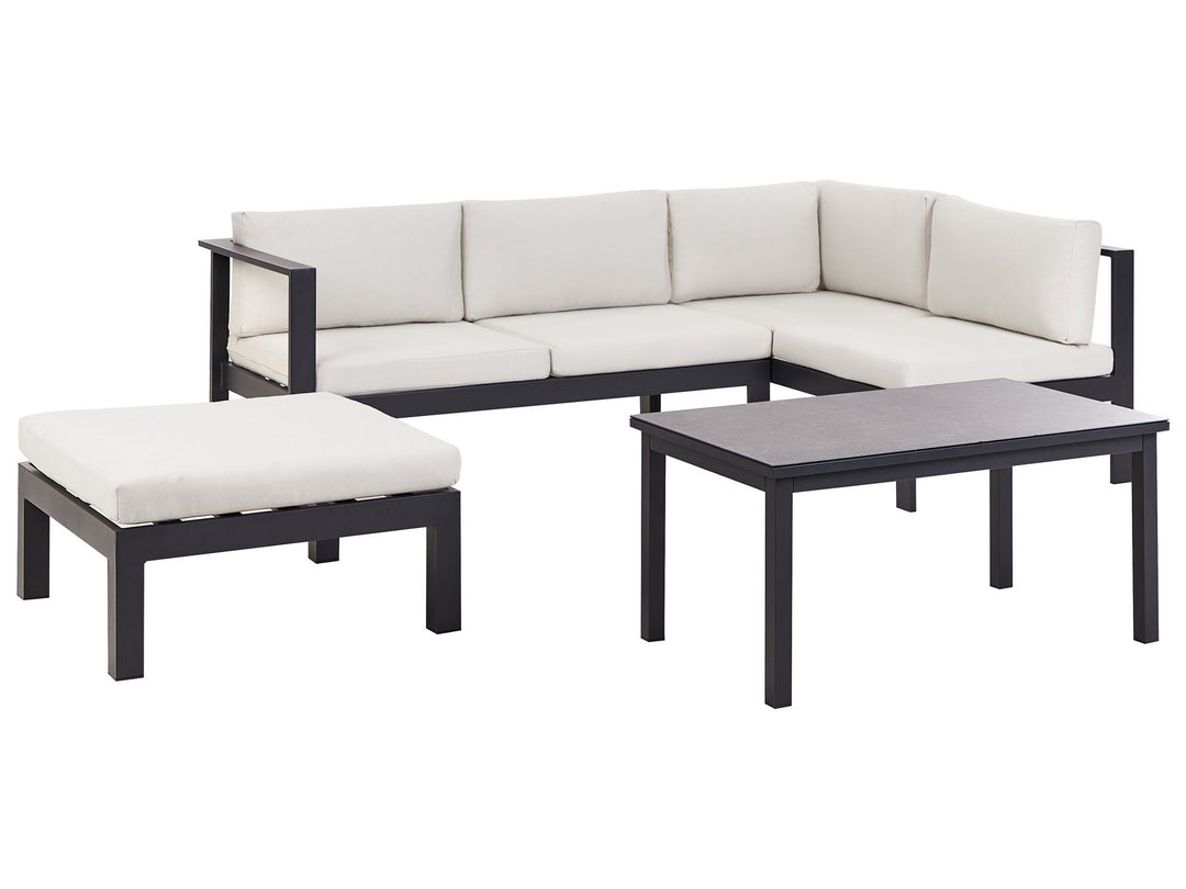 Messina Garden Corner Sofa with Table 5 Seater Left Hand Metal Off-White