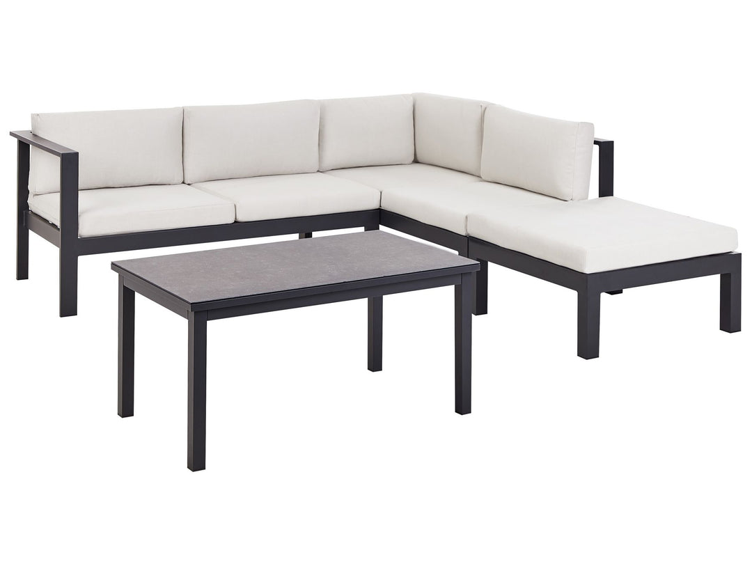 Messina Garden Corner Sofa with Table 5 Seater Left Hand Metal Off-White