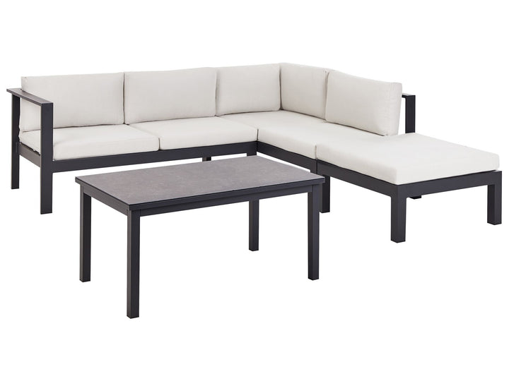 Messina Garden Corner Sofa with Table 5 Seater Left Hand Metal Off-White