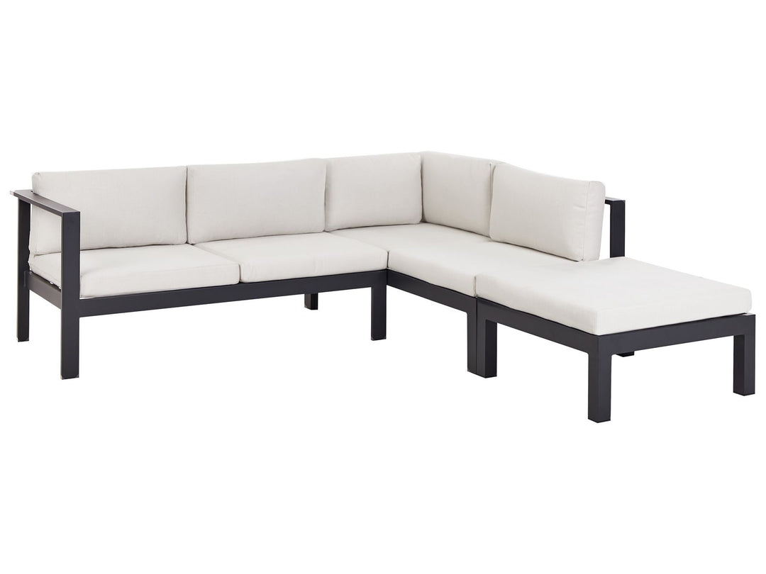 Messina Garden Corner Sofa with Table 5 Seater Left Hand Metal Off-White