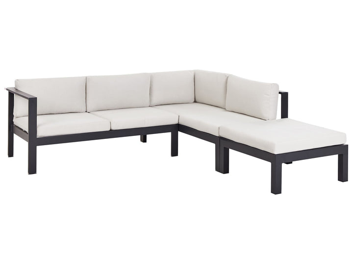 Messina Garden Corner Sofa with Table 5 Seater Left Hand Metal Off-White
