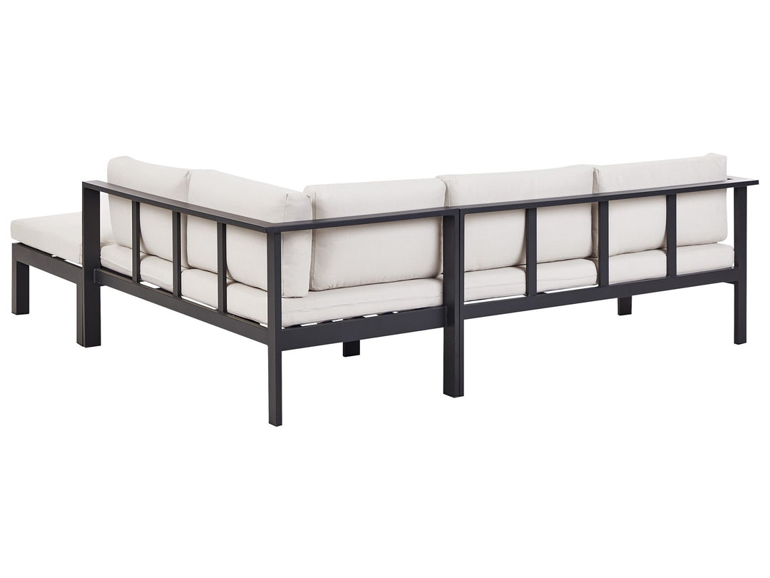 Messina Garden Corner Sofa with Table 5 Seater Left Hand Metal Off-White