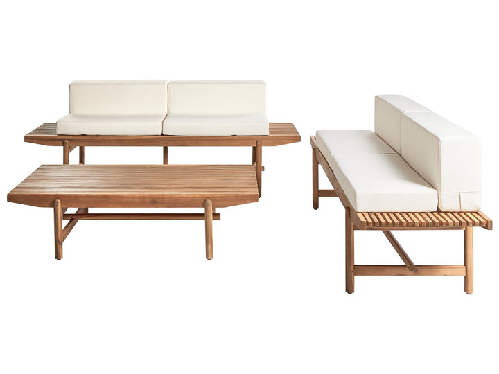 Giaveno Garden Lounge Set with Table 4 Seater Acacia Wood Off-White