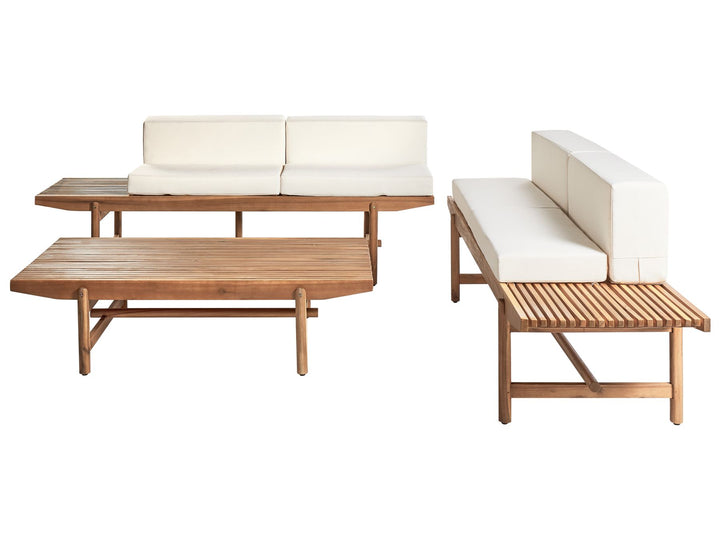 Giaveno Garden Lounge Set with Table 4 Seater Acacia Wood Off-White
