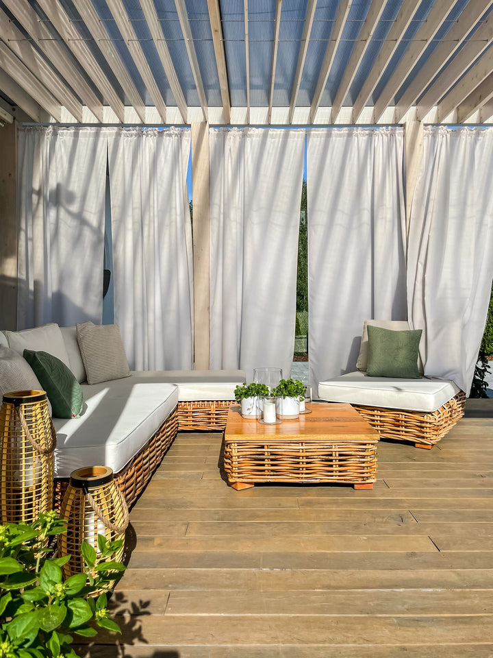Varallo Garden Lounge Set with Table 4 Seater Left Hand Modular Rattan Natural