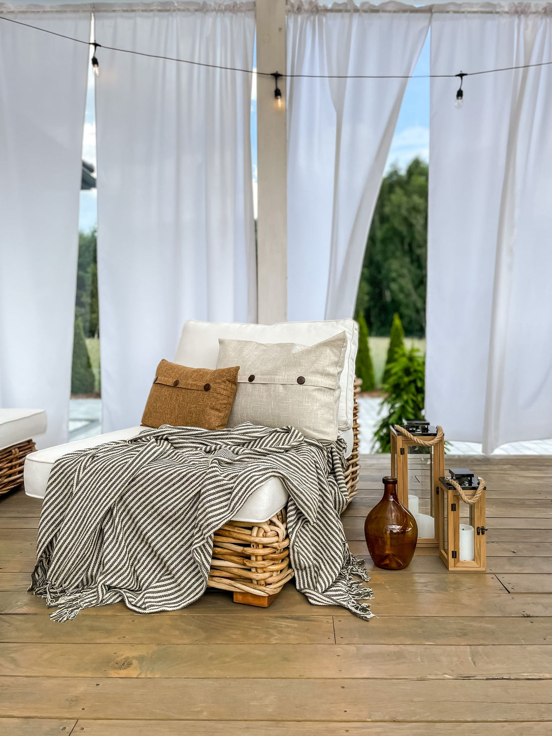 Varallo Garden Lounge Set with Table 4 Seater Left Hand Modular Rattan Natural