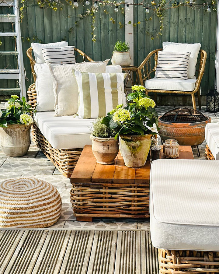 Varallo Garden Lounge Set with Table 4 Seater Left Hand Modular Rattan Natural