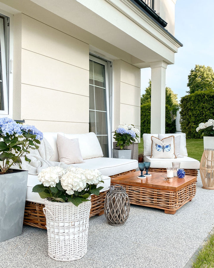 Varallo Garden Lounge Set with Table 4 Seater Left Hand Modular Rattan Natural