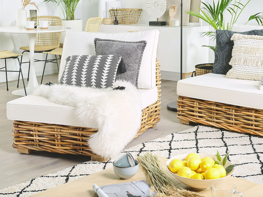 Varallo Garden Lounge Set with Table 4 Seater Left Hand Modular Rattan Natural