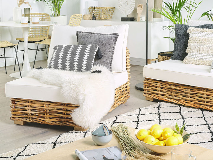 Varallo Garden Lounge Set with Table 4 Seater Left Hand Modular Rattan Natural