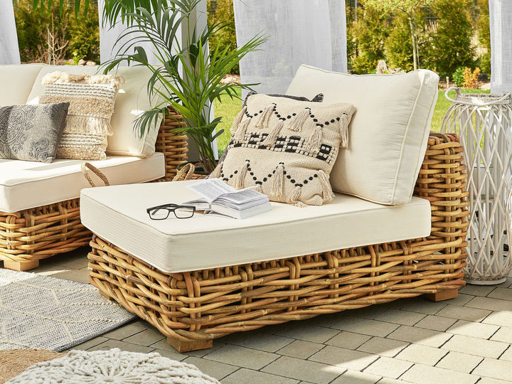 Varallo Garden Lounge Set with Table 4 Seater Left Hand Modular Rattan Natural
