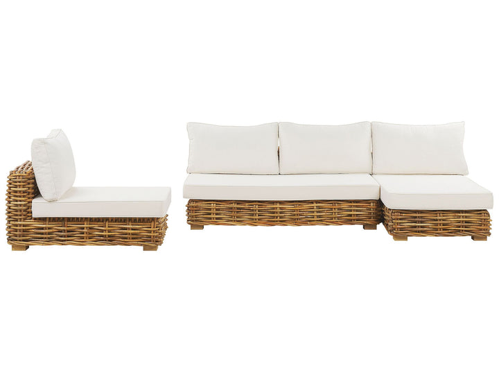 Varallo Garden Lounge Set with Table 4 Seater Left Hand Modular Rattan Natural