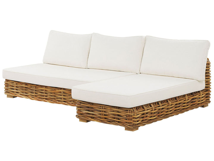 Varallo Garden Lounge Set with Table 4 Seater Left Hand Modular Rattan Natural