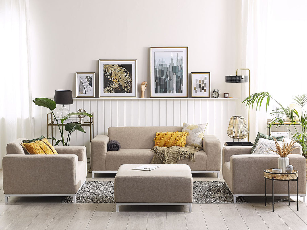 Rovigo Garden Lounge Set with Table 5 Seater Beige