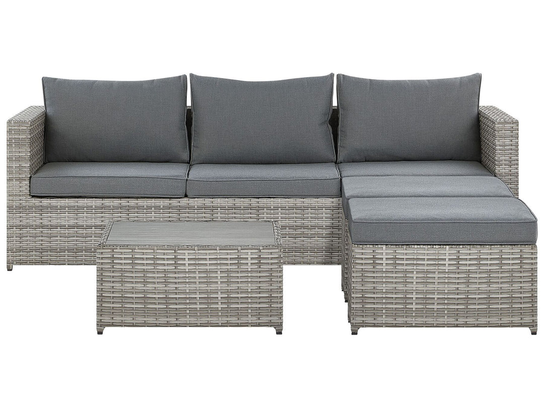 Sabbia Pe Garden Corner Sofa with Table 5 Seater Right Hand Modular Rattan Light Grey