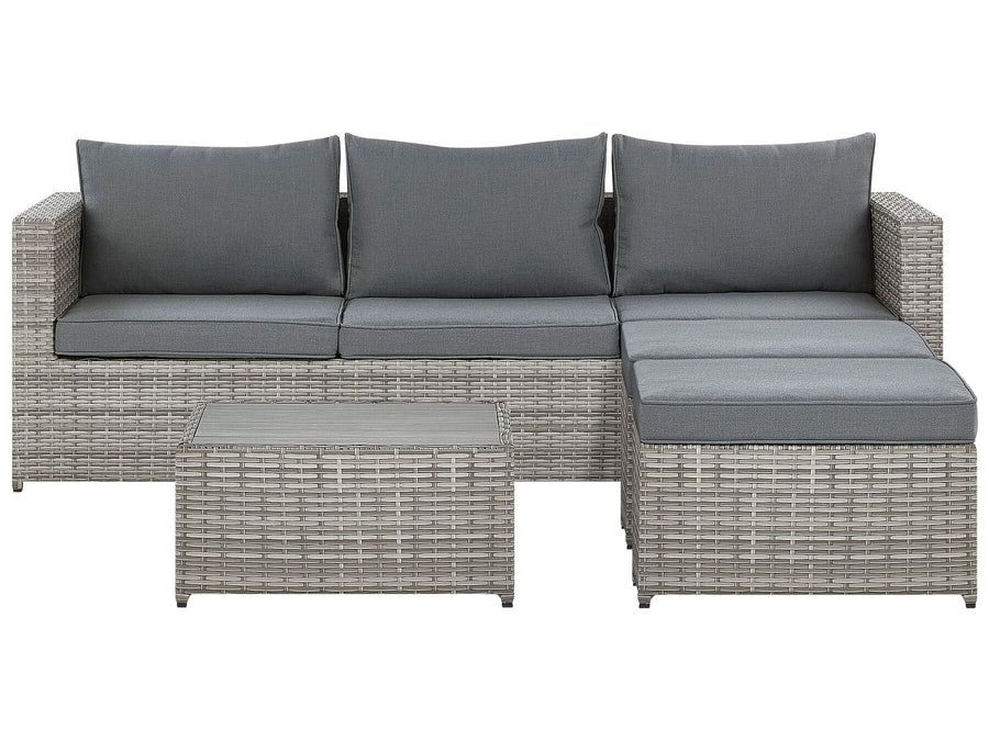 Sabbia Pe Garden Corner Sofa with Table 5 Seater Right Hand Modular Rattan Light Grey