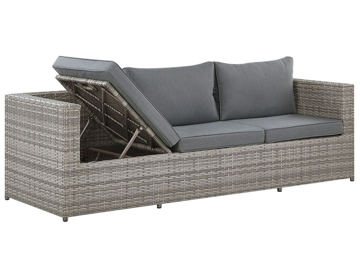 Sabbia Pe Garden Corner Sofa with Table 5 Seater Right Hand Modular Rattan Light Grey