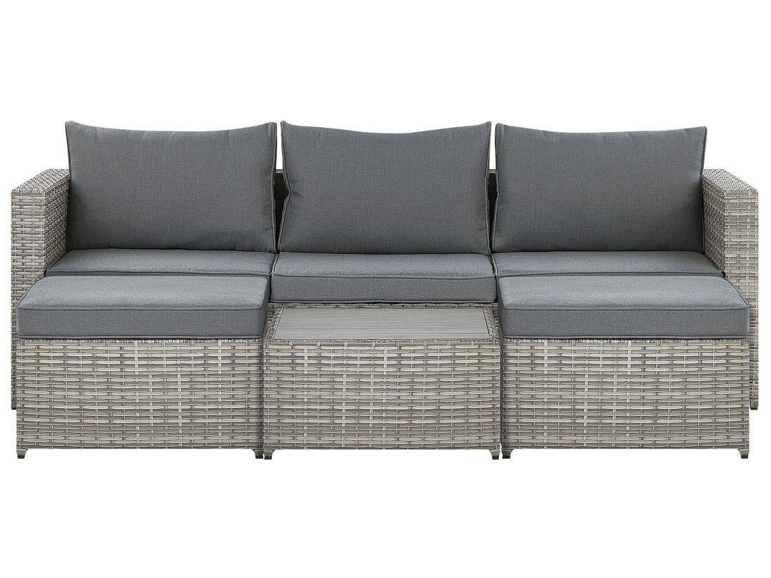 Sabbia Pe Garden Corner Sofa with Table 5 Seater Right Hand Modular Rattan Light Grey
