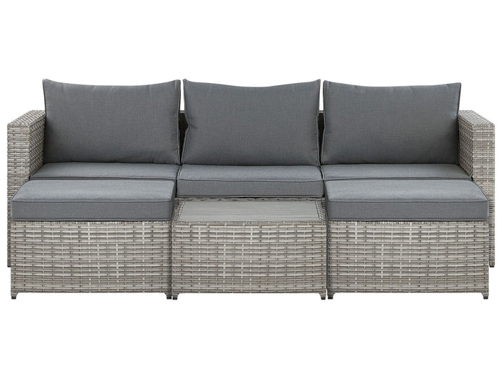 Sabbia Pe Garden Corner Sofa with Table 5 Seater Right Hand Modular Rattan Light Grey
