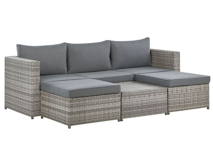 Sabbia Pe Garden Corner Sofa with Table 5 Seater Right Hand Modular Rattan Light Grey