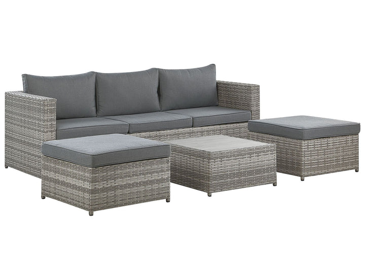 Sabbia Pe Garden Corner Sofa with Table 5 Seater Right Hand Modular Rattan Light Grey